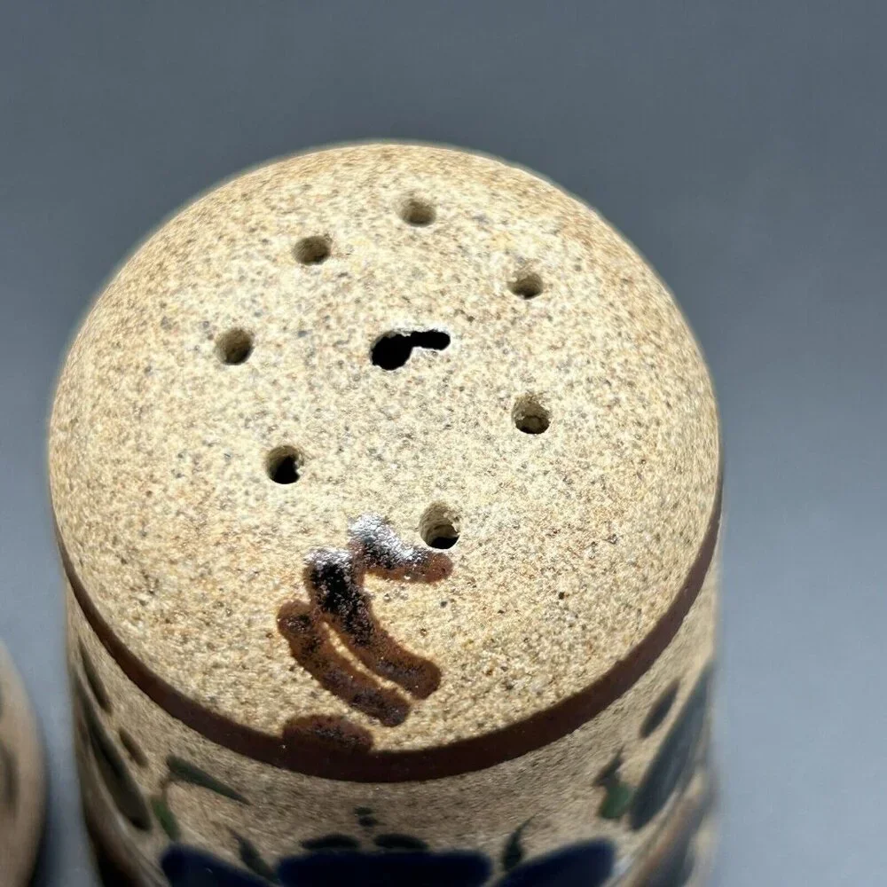 Tonala Pottery Salt & Pepper Shakers Mexico Floral Flowers 3